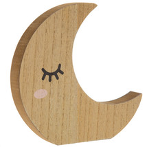 Sleeping Wood Moon Table Decoration Nursery Kids Room Home Decor - £17.56 GBP