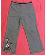 Gymboree pants black/white houndstooth embroidered flowers elastic back ... - £3.12 GBP