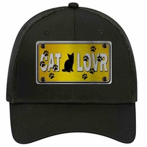 Cat Lover Yellow Brushed Chrome Novelty Black Mesh License Plate Hat Tag - £23.17 GBP