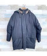 RFT Rainforest Heavy Goose Down Puffer Parka Jacket Black Hooded Mens Me... - $89.09