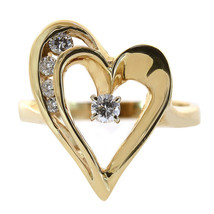 0.20 Carat Round Cut Diamond Heart Ring 14K Yellow Gold - £363.61 GBP