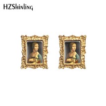 2021 New Vintage Oil Painting Stud Earring Mona Lisa Last Supper Square Earrings - £6.57 GBP