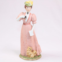 Homco Victorian Pink Lady Figure With Dog Binoculars 1403 Home Interiors Pretty - £12.14 GBP