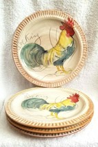 4 William Sonoma Farmhouse RUSTIC ROOSTER 9&quot; Salad Plates Fabulous! - £50.94 GBP