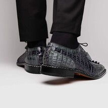 Caribe Genuine Hornbak Caiman Crocodile Dress Shoes Dark Gray image 8