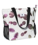 ESVAN Floral Water Resistant Large Tote Bag Shoulder Bag White Pineapple - $26.27 CAD
