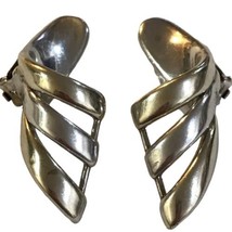 Modernist Clip on artist signed sterling silver earrings - £98.86 GBP