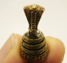 tiny king cobra snake mini brass amulet Thai Thailand nice gift life protection  - £23.54 GBP