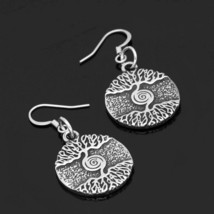 Norse Yggdrasil Earrings Silver Stainless Steel Viking Tree of life Dangle Drops - £13.53 GBP