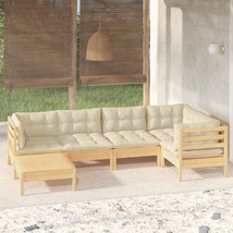  Garden Lounge Set Cream Solid pine wood, fabric (100% polyester) - $1,375.89 CAD