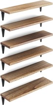 Six-Piece Set Of Wallniture Arras Floating Shelves For Wall, Burned Wood Wall - £34.57 GBP
