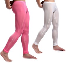 Men&#39;s Sexy See-through long johns underwear Pants Leggings Tight Pouch underpant - £6.59 GBP