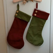 Handmade 19&quot; Pair Button Christmas Stockings - $21.66