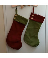 Handmade 19&quot; Pair Button Christmas Stockings - $21.66