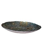 Art Glass Blue Silver Underlay 13&quot; Center Piece Bowl - $59.31 CAD