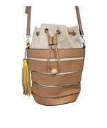 Vintage Neiman Marcus Women Brown Beige Crossbody Leather Drawstring Buc... - £22.53 GBP