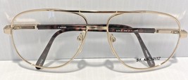 Vtg Aviator Style Eyeglasses Metal Frame Double Bridge Gold Tortoise Caribe - £30.27 GBP