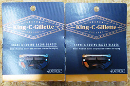 2 Pack King C Gillette Shave &amp; Edging Razor 5 Blades 8 Cartridges - £11.76 GBP