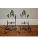 LOT 2 Easel Plate Holder Stand Display Black Copper Flower Leaf Photo Bo... - $647.88 MXN