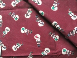 Fabric Concord Snowman on Burgundy Christmas Winter Quilt Craft Sew $3.50/Yard - £3.58 GBP
