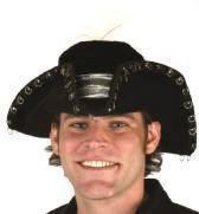 Jacobson Hat Company Men&#39;s Large Velvet Pirate with White Feather, Black, One Si - $4.99