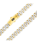 10K Real Yellow Gold Royal Monaco 7.5Mm Miami Cuban Diamond Cut Pave Lin... - €3.249,79 EUR