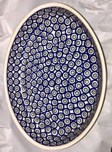 Polish Pottery Large Oval Platter Long Boleslawiec Peacock 13.75&quot; - £38.84 GBP
