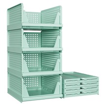 4-Pack Stackable Closet Organizer Storage Basket, Foldable Closet Organizers And - £52.50 GBP