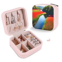 Leather Travel Jewelry Storage Box - Portable Jewelry Organizer - Poppy ... - $15.47