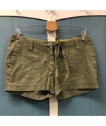 Ashley moss green linen drawstring shorts juniors size M - $437.41 MXN