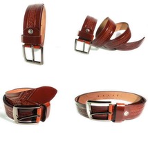 Men&#39;s Real Genuine Leather Belt 100% One Piece Buffalo Leather - £23.12 GBP