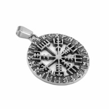 Viking Compass Necklace Stainless Steel Nordic Protection Vegvisir Pendant - £16.02 GBP