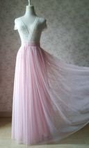 Pink Tulle Maxi Skirt Wedding Bridesmaids Plus Size Tulle Skirt Outfit image 9
