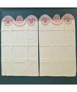 Vintage Handmade Crochet Rose Pillow Shams Set of 2 Linen Blend 21.5 × 2... - $59.99