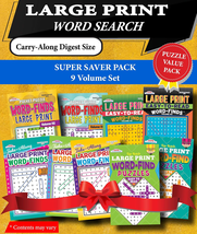 KAPPA Super Saver LARGE PRINT Word Search Puzzle Pack-Set of 9 Carry-Along - £17.73 GBP