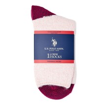 US POLO ASSN Women&#39;s Thermal Crew Socks 1 Pair Pink Shoe Size 4-9 New Th... - £7.72 GBP
