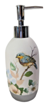 Bluebird Floral Ceramic Soap Dispenser Plastic Pump Blue White 8 x 3 inc... - $361.12 MXN