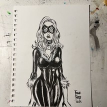 Sexy Black Cat From spiderman  Horror Original Art Drawing By Frank Forte - £29.98 GBP