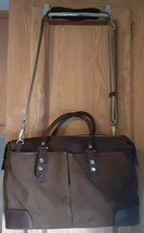 Mens Banana Republic Laptop Messenger Bag Canvas Leather Brown ! - $28.51