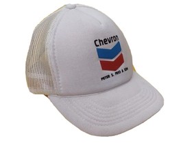 Vintage Snapback Chevron Petroleum Hat Mesh Trucker Cap Puff Print Logo Oil Co - £2.39 GBP