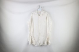Vintage 50s Mens Medium Sanforized Satin Striped French Cuff Button Shirt USA - £62.26 GBP