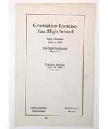 June 1915 Graduation Exercises Program East High School Minneapolis MN - £14.25 GBP