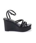 Madden Girl Women&#39;s MYA Wedge Sandal Shoes, Black Patent, Size 9.5 - $34.20