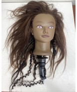 Cosmetology Mannequin Head Brown Human Hair Hairdresser Training Clamp - $47.21 CAD