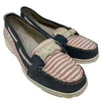 Sperry Top Siders Women&#39;s Canvas Deck Shoes Size 8.5 Red/Whit/Blue - $14.24