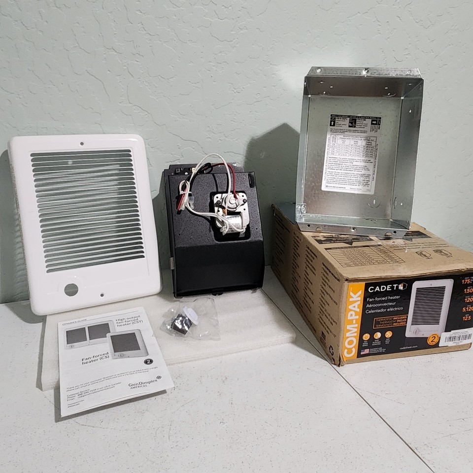 Cadet CSC151TW Wall Electric Heater With Thermostat, 1500 Watt,  5120BTU... - $69.96