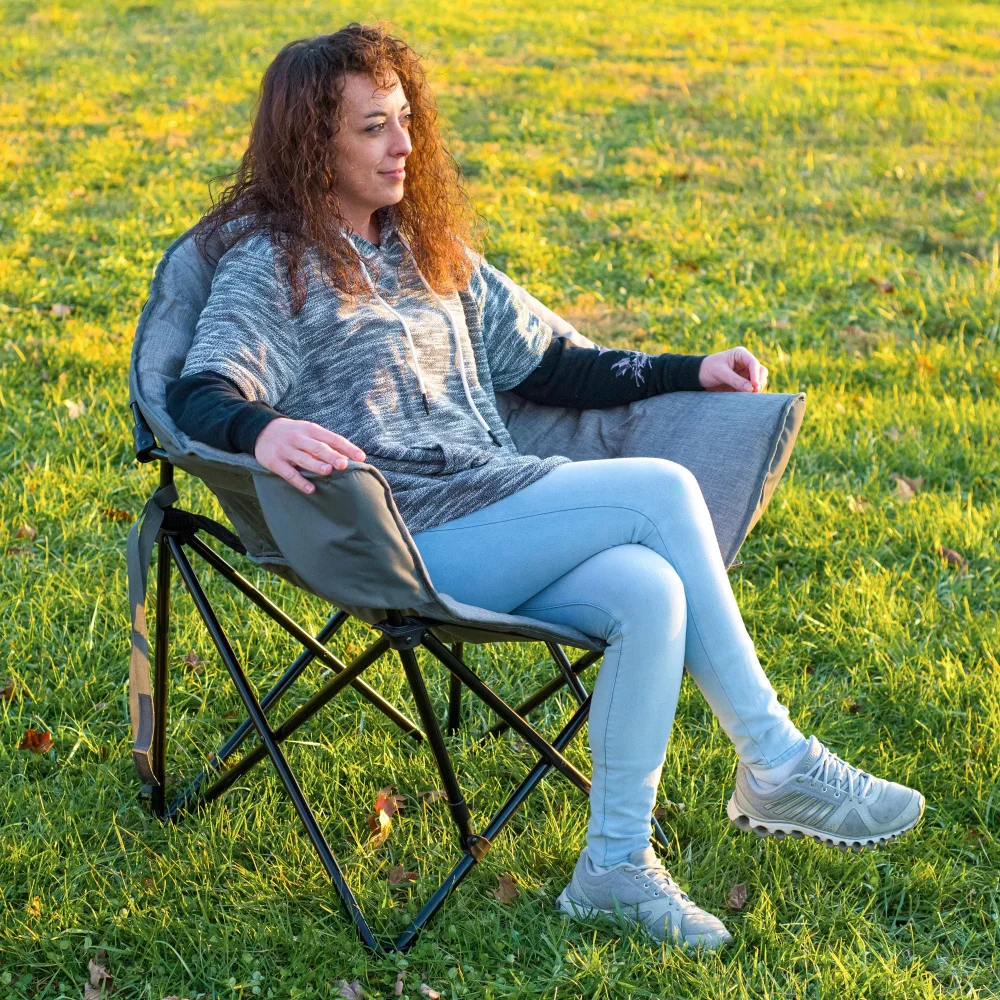 Camping Club Chair, Gray,Holds up to 300 pounds,Made with a durable steel frame - £83.24 GBP