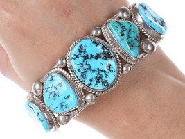 7.5&quot; Vintage Navajo Sterling and turquoise cuff bracelet - £446.42 GBP