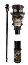 Geared Steampunk Skull Cyborg With Top Hat Decorative Prop Cosplay Swagger Cane - £32.96 GBP