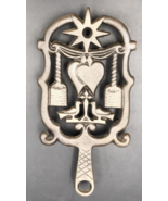 VTG JZH 1951 Dumb Dutch Love Birds w/ Hearts Sad Iron Trivet Cast Iron 9... - $9.49